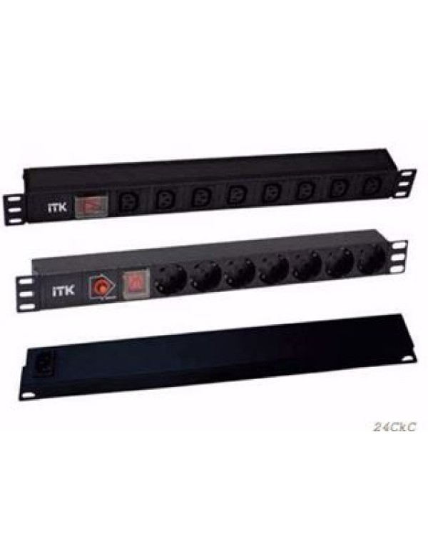 Блок розеток 19 (7шт)PDU с LED вык.и защитой от перенап.алюм.проф.1U ВХОД С14 без шнура PH13-7D3 ITK