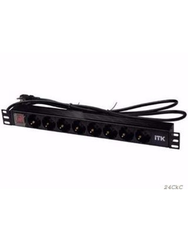 Блок розеток 19 (7шт)PDU с LED выкл.алюм.профиль 1U шнур 2м вилка DIN49440 (нем.станд.) PH12-7D1 ITK
