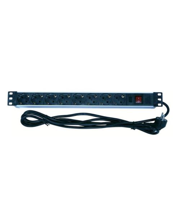 Блок розеток 19 (8шт)PDU с LED выкл.алюм.профиль 1U шнур 2м вилка DIN49440 (нем.станд.) PH12-8D1 ITK