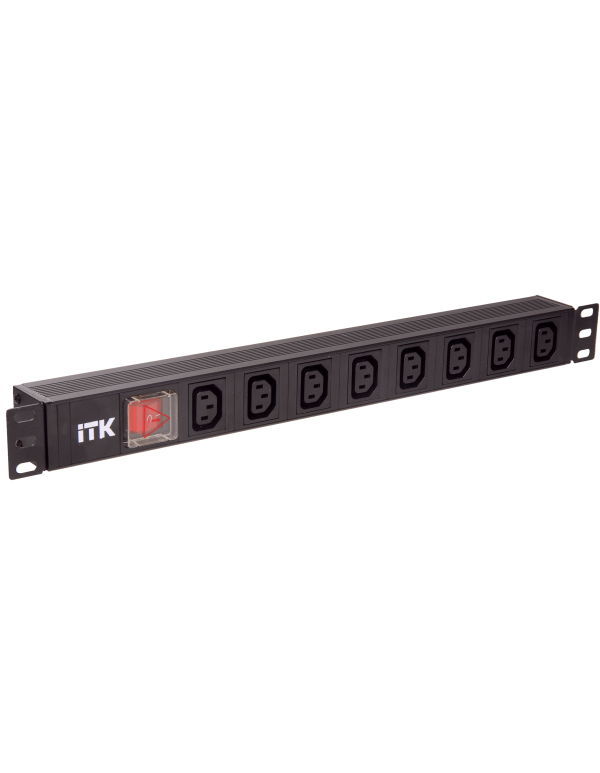 Блок розеток 19 PDU(8шт)IEC320 C13 с LED вык.алюм.проф.1U шнур 2м вилка DIN49440 PH12-8C131 ITK