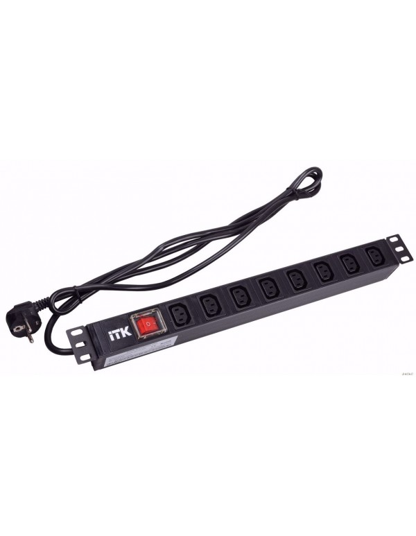 PDU 7 розеток C13 с LED выкл,1U, шнур 2м вилка нем.ст | PH12-7C131 | ITK