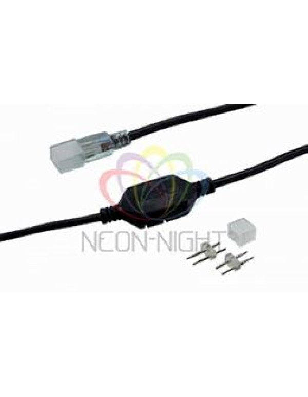 Установочный комплект для SMD 3528 220В (заглушка, муфта переходная питания, шнур питания 4А) до 100