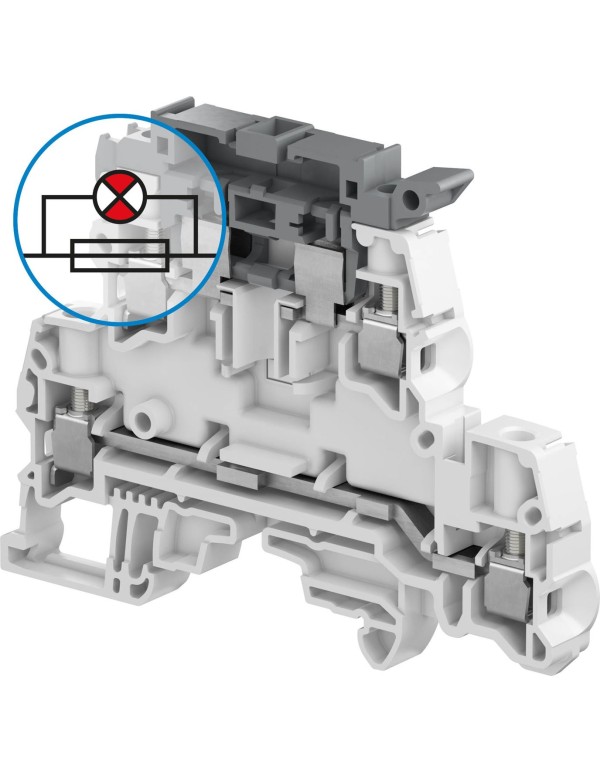 Клемма винтовая ZS4-D2-SF1-R3 - 4 мм?, 2 уровня, 4 зажима, держатель предохранителя на верхнем уровне, с индикатор сгор. предохр. 115-250В AC/DC|1SNK5