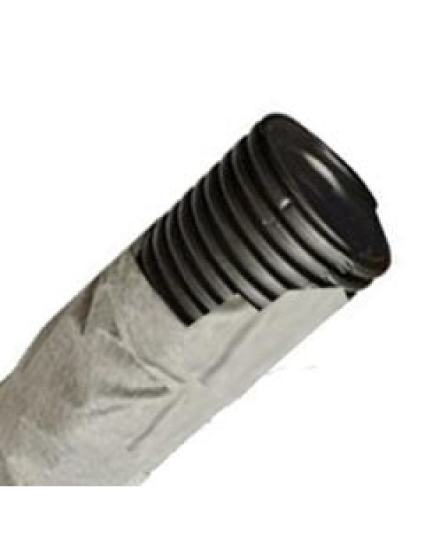 Труба гибкая двустенная дренажная д.90мм с геофильтром, класс SN8, перфорация 360?, цвет черный