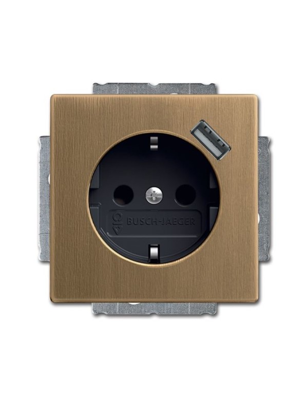 Розетка Schuko с устройством зарядным USB, 20 EUCBUSB-82-500, 16А, 700 мА, электронная защита от перегрузки и КЗ, безвинтовые клеммы защитные шторки,