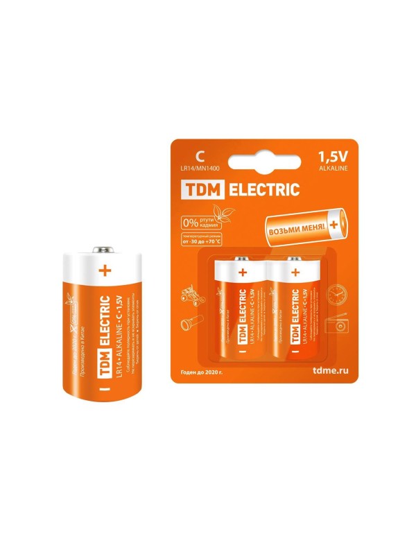 Элемент питания LR14 C Alkaline 1,5V BP-2 | SQ1702-0011 | TDM