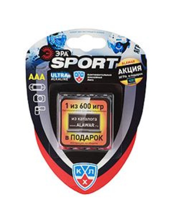 Батарейка щелочная (алкалиновая) SPORT LR03-4BL KHL + ИГРА от ALAWAR (40/960/15360) (AAA) | C0044448 | ЭРА