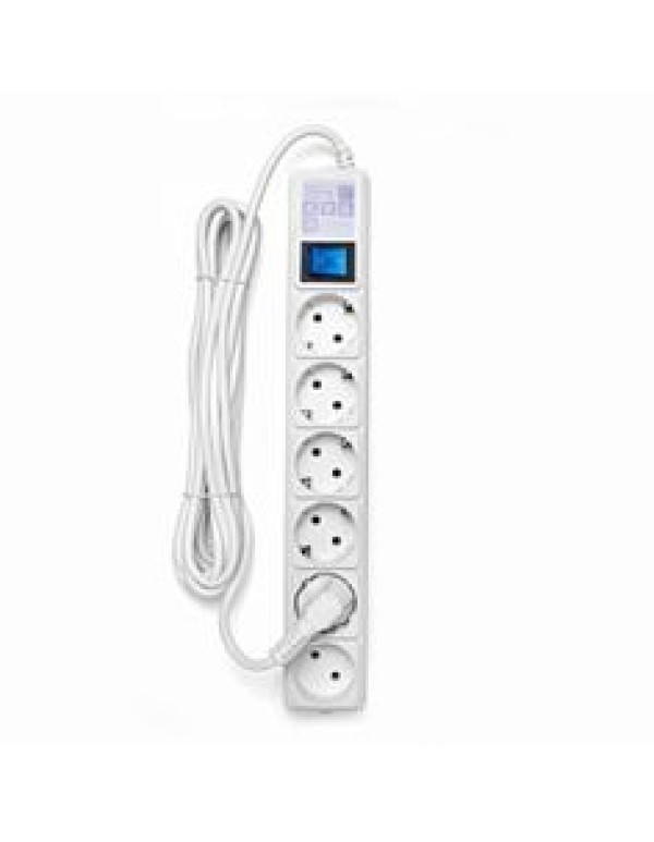 Фильтр сетевой 5-пост. с з/к+1 без з/к 5м 16А/220В белый Power Cube