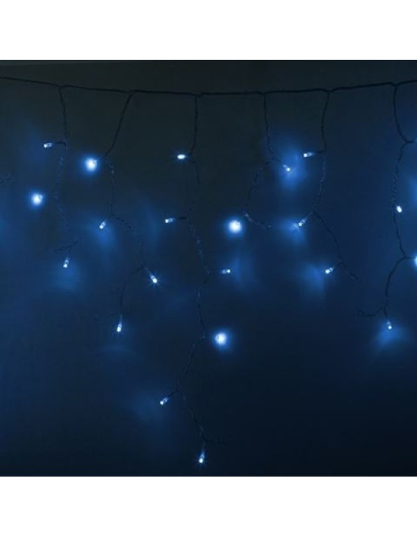 Гирлянда бахрома светодиодная 2,4х0,6м 88LED синий IP44, постоянное свечение,прозрачный провод