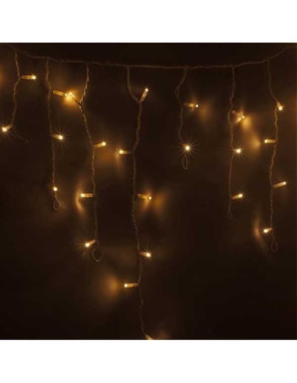 Гирлянда бахрома светодиодная 2,4х0,6м 88LED тепло-белый IP44, постоянное свечение,белый провод