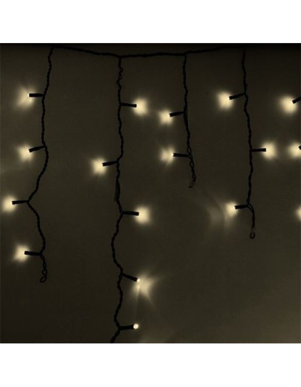 Гирлянда бахрома светодиодная 2,4х0,6м 88LED тепло-белый IP44, постоянное свечение,черный провод