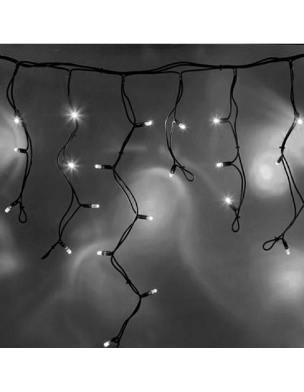 Гирлянда бахрома светодиодная 4,0x0,6м 128LED белый IP65 эффект мерцания, черный каучук, 230В