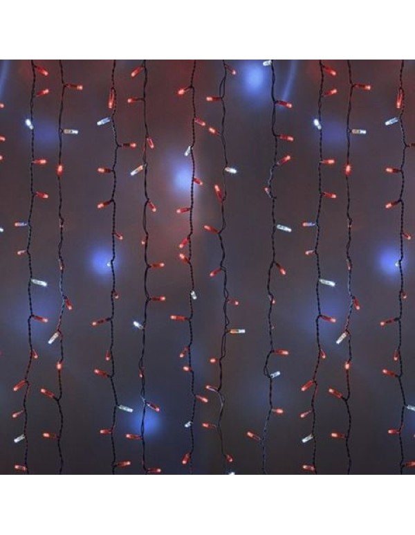 Гирлянда Светодиодный Дождь 2x3м 760LED красный IP44 эффект мерцания, белый провод, 230В