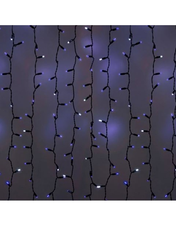 Гирлянда Светодиодный Дождь 2x3м 760LED синий IP44 эффект мерцания, черный провод, 230В