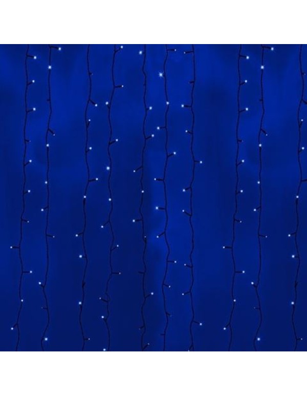 Гирлянда Светодиодный Дождь 2x3м 760LED синий IP44 постоянное свечение, черный провод, 230В