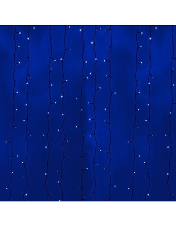 Гирлянда Светодиодный Дождь 2x3м 760LED синий IP44 постоянное свечение, черный провод, 24В