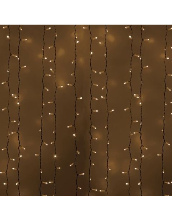 Гирлянда Светодиодный Дождь 2x3м 760LED тепло-белый IP44 постоянное свечение, белый провод, 230В