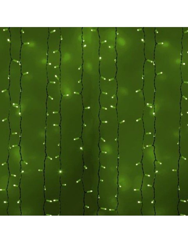Гирлянда Светодиодный Дождь 2x3м 760LED зеленый IP44 постоянное свечение, белый провод, 230В