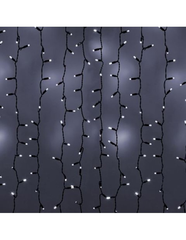 Гирлянда Светодиодный Дождь 2x4м 800LED белый IP44 эффект мерцания, черный провод, 230В