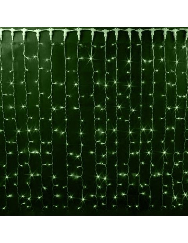 Гирлянда Светодиодный Дождь 2х3мм 760LED зеленый IP65 постоянное свечение, белый каучук, 230В