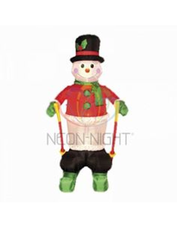 3D фигура надувная уличн.  Снеговик на лыжах , H=180 см, внутр. подсветка 2 лампы, компрессор с адап