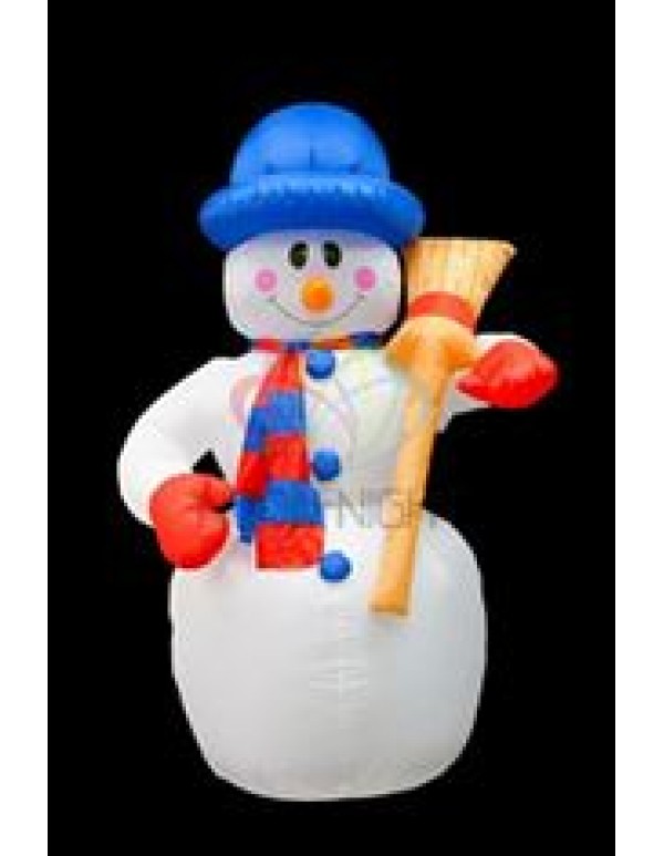 3D фигура надувная уличн.  Снеговик с метлой , H=120 см, внутр. подсветка 3 лампы, компрессор с адап