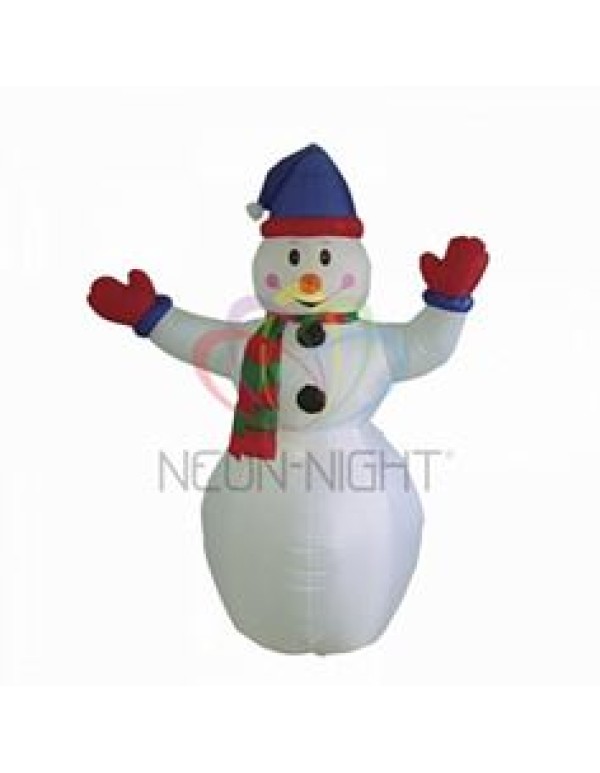 3D фигура надувная уличн.  Снеговик с шарфом , H=180 см, внутр. подсветка 2 лампы, компрессор с адап