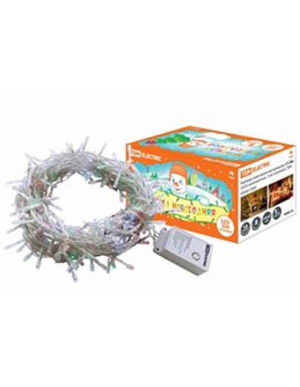 Гирлянда внутр. (LED) 10м 200LED разноцв. с контрол. (прозр. провод)  Твинкл лайт  TDM