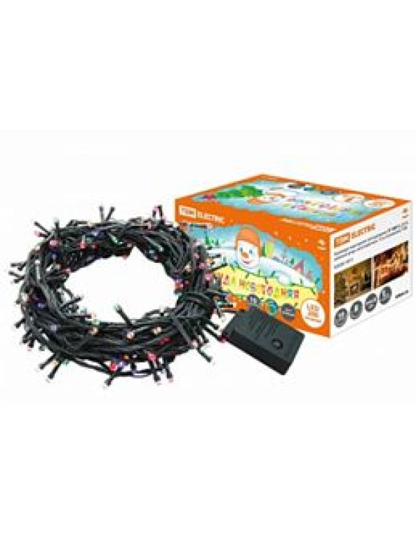 Гирлянда внутр. (LED) 10м 200LED разноцв. с контрол. (зеленый провод)  Твинкл лайт  TDM