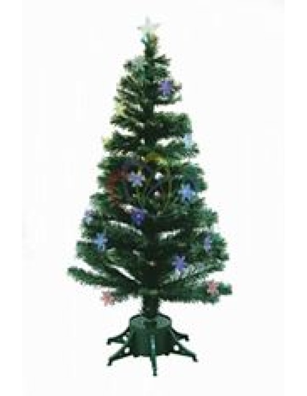 Новогодняя Ель  Снежинка , фибро-оптика  150 см, 160 веток, с декоративными украшениями