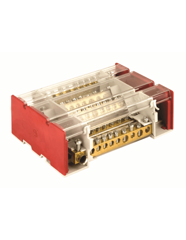 Блок распределительный на DIN рейку с выносной клеммой 4р 160А, 11х7мм 2х8мм 2х9мм 1х12мм | BD3160164 | DKC