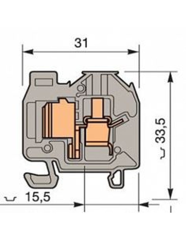 Клемма DR4/8.P.ADO ADO 4мм.кв. земля, мини, DIN2