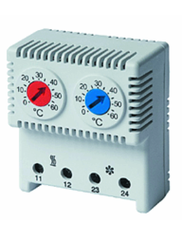 DKC R5THRV13 Сдвоенный термостат, диапазон температур для NC контакта: 10-50°C,