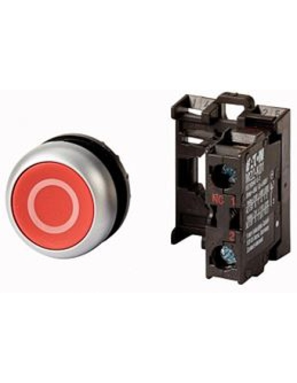 Кнопка в сборе, размыкающий контакт, красная с обозначением О