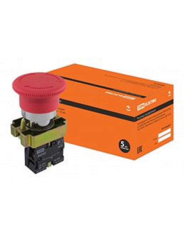 Кнопочный выключатель в сборе TDM 1 управляющий элемент красный с фиксацией, (SQ0704-0052)