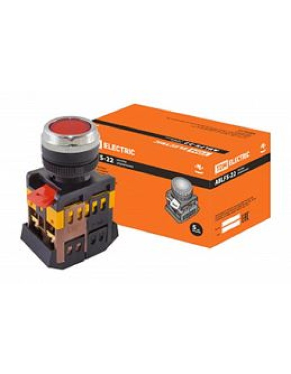 Кнопочный выключатель в сборе TDM 1 управляющий элемент красный с подсветкой, без фиксации, (SQ0704-0008)