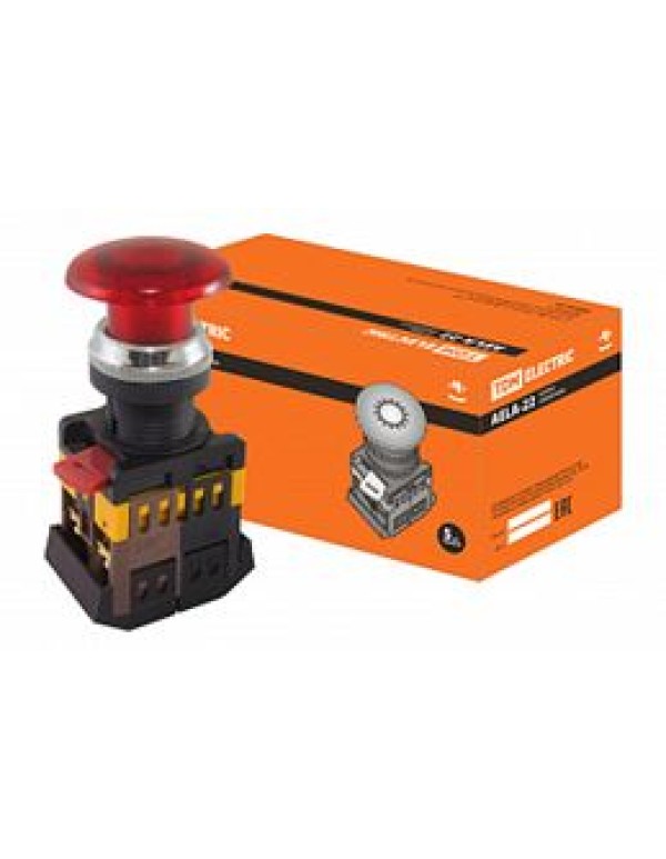 Кнопочный выключатель в сборе TDM 1 управляющий элемент красный с подсветкой, без фиксации, (SQ0704-0013)