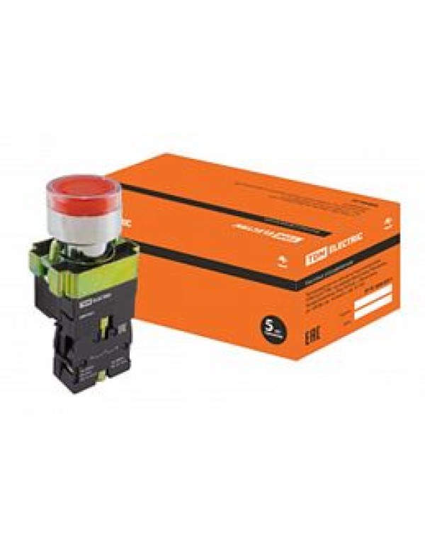 Кнопочный выключатель в сборе TDM 1 управляющий элемент красный с подсветкой, без фиксации, (SQ0704-0055)