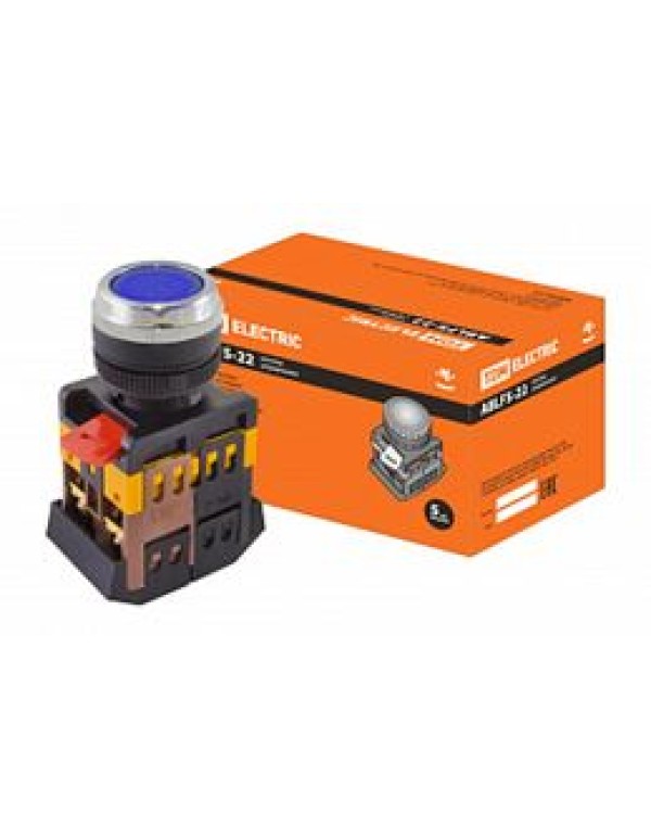 Кнопочный выключатель в сборе TDM 1 управляющий элемент синий с подсветкой, без фиксации, (SQ0704-0011)