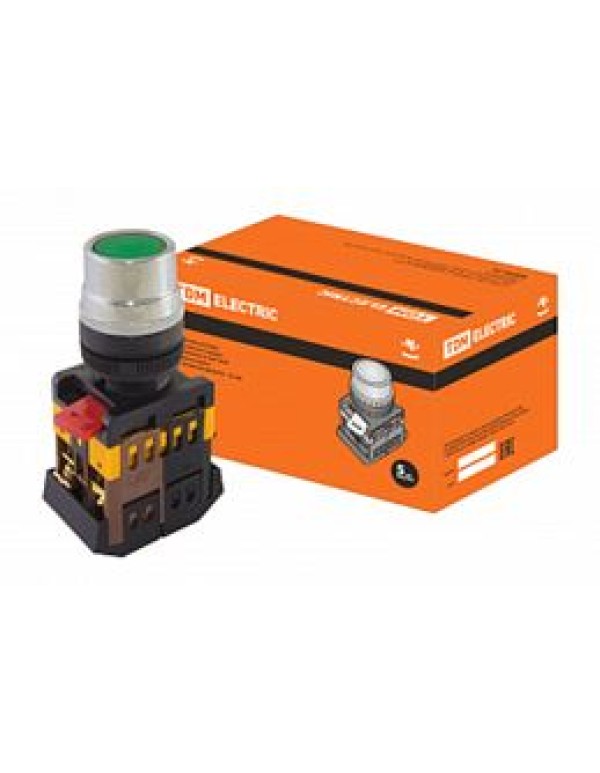 Кнопочный выключатель в сборе TDM 1 управляющий элемент зеленый с подсветкой, без фиксации, (SQ0704-0002)