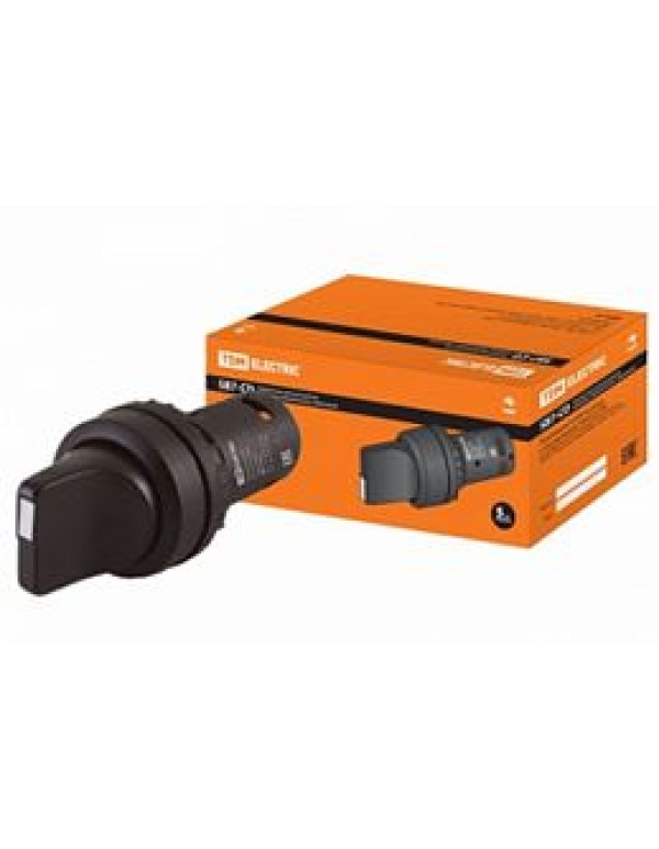 Переключатель на 3 положения с фиксацией SB7-CD33 короткая ручка d22мм 1з+1з черный TDM