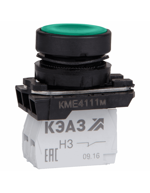 Кнопка КМЕ4111м-зелёный-1но+1нз-цилиндр-IP40 | 248242 | КЭАЗ
