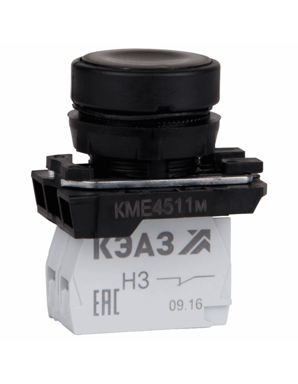 Кнопка КМЕ4511м-черный-1но+1нз-цилиндр-IP54 | 248246 | КЭАЗ