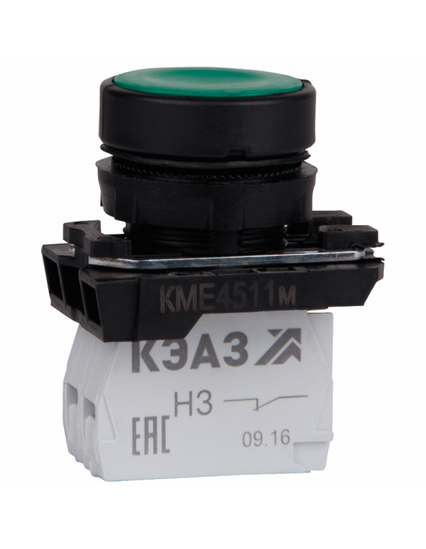 Кнопка КМЕ4511м-зеленый-1но+1нз-цилиндр-IP54-КЭАЗ | 248247 | КЭАЗ