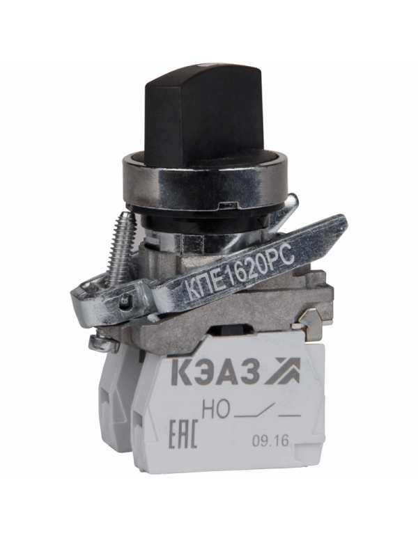 Переключатель КПЕ1620РС-черный-2но+0нз-ручка-фикс-2поз-IP65 | 248265 | КЭАЗ