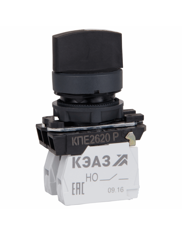 Переключатель КПЕ2620Р-черный-2но+0нз-ручка-фикс-3поз-IP65 | 248267 | КЭАЗ