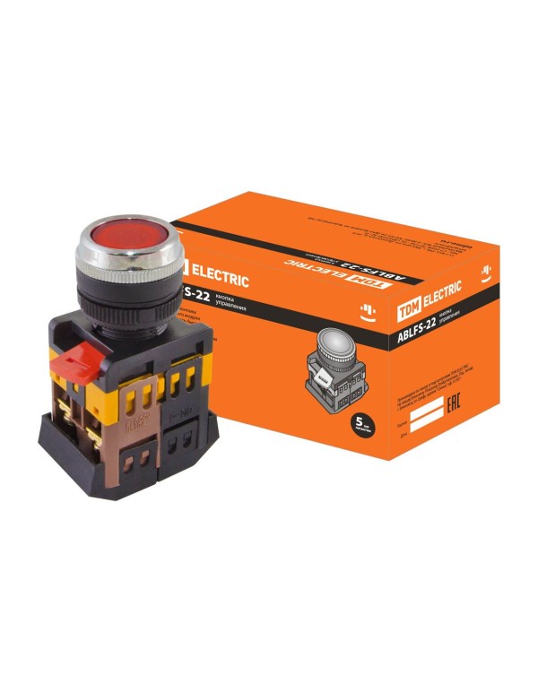 Кнопка ABLFS-22 красный d22мм неон/230В 1з+1р | SQ0704-0008 | TDM