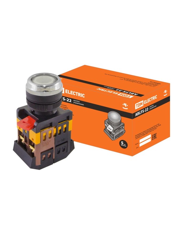 Кнопка ABLFS-22 прозрачн. d22мм неон/230В 1з+1р | SQ0704-0033 | TDM