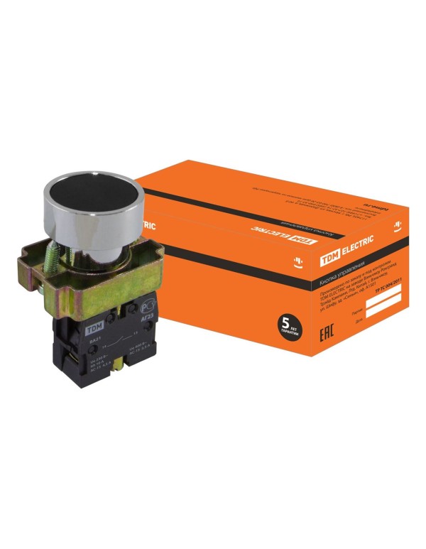 Кнопка BА21 без подсветки черный 1з | SQ0704-0037 | TDM