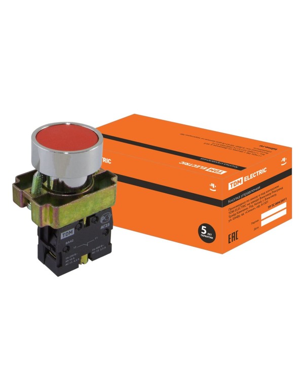 Кнопка BА42 без подсветки красный 1р | SQ0704-0039 | TDM